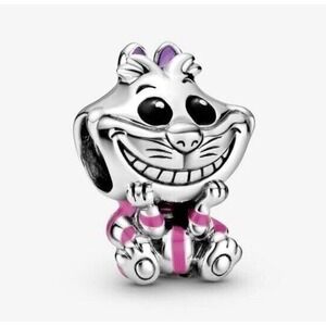 Pandora Disney Alice in Wonderland Cheshire Cat Charm - Pink Enamel S925 - NWT